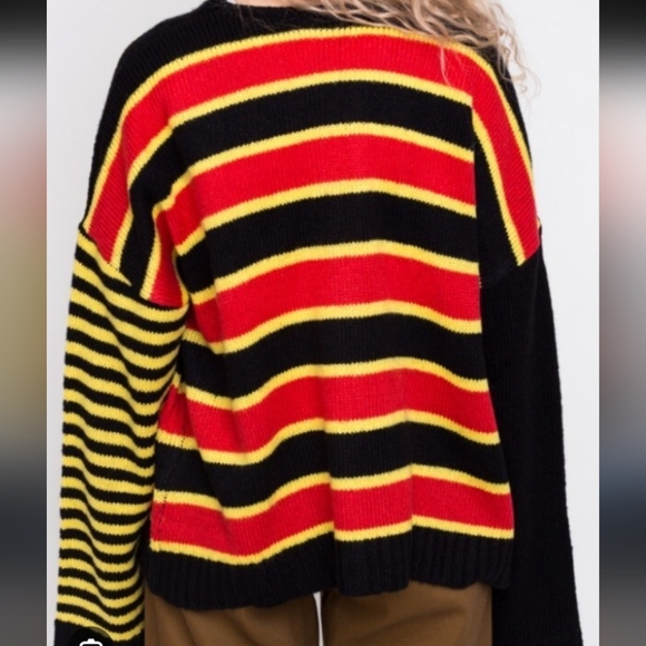 The Ragged Priest Oversized Mixed Stripe Cardigan Sweater - Picture 2 of 7